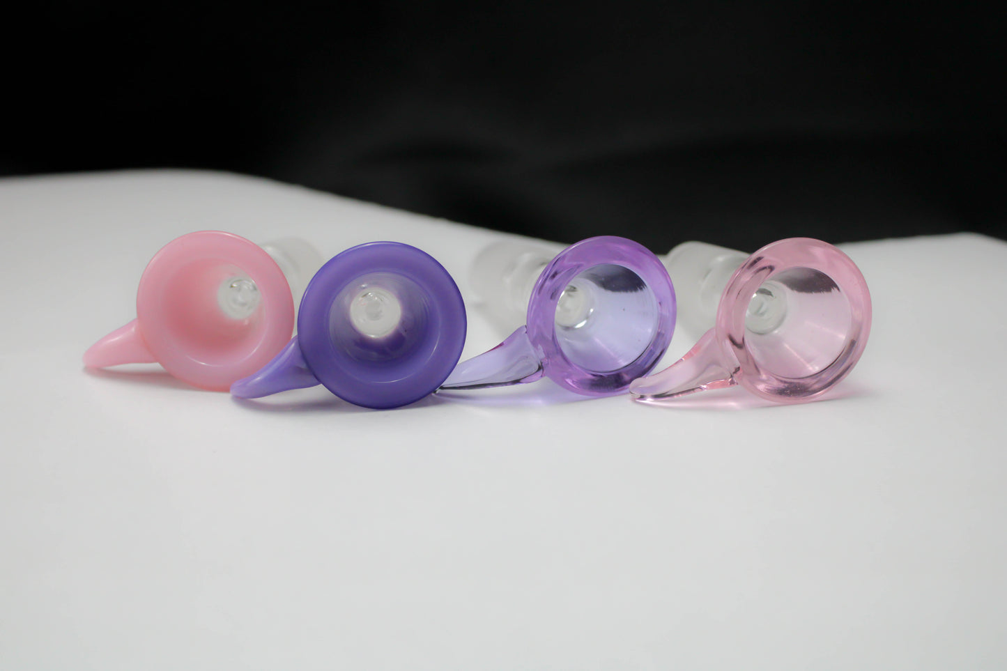4x Deep Glass Molded Bowl Piece Set 14mm | Clear Purple, Purple, Clear Pink, Pink - PinkRoyalGlass